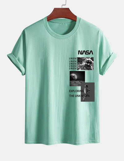 Regular Fit NASA Moon Landing Print Cotton T-Shirt