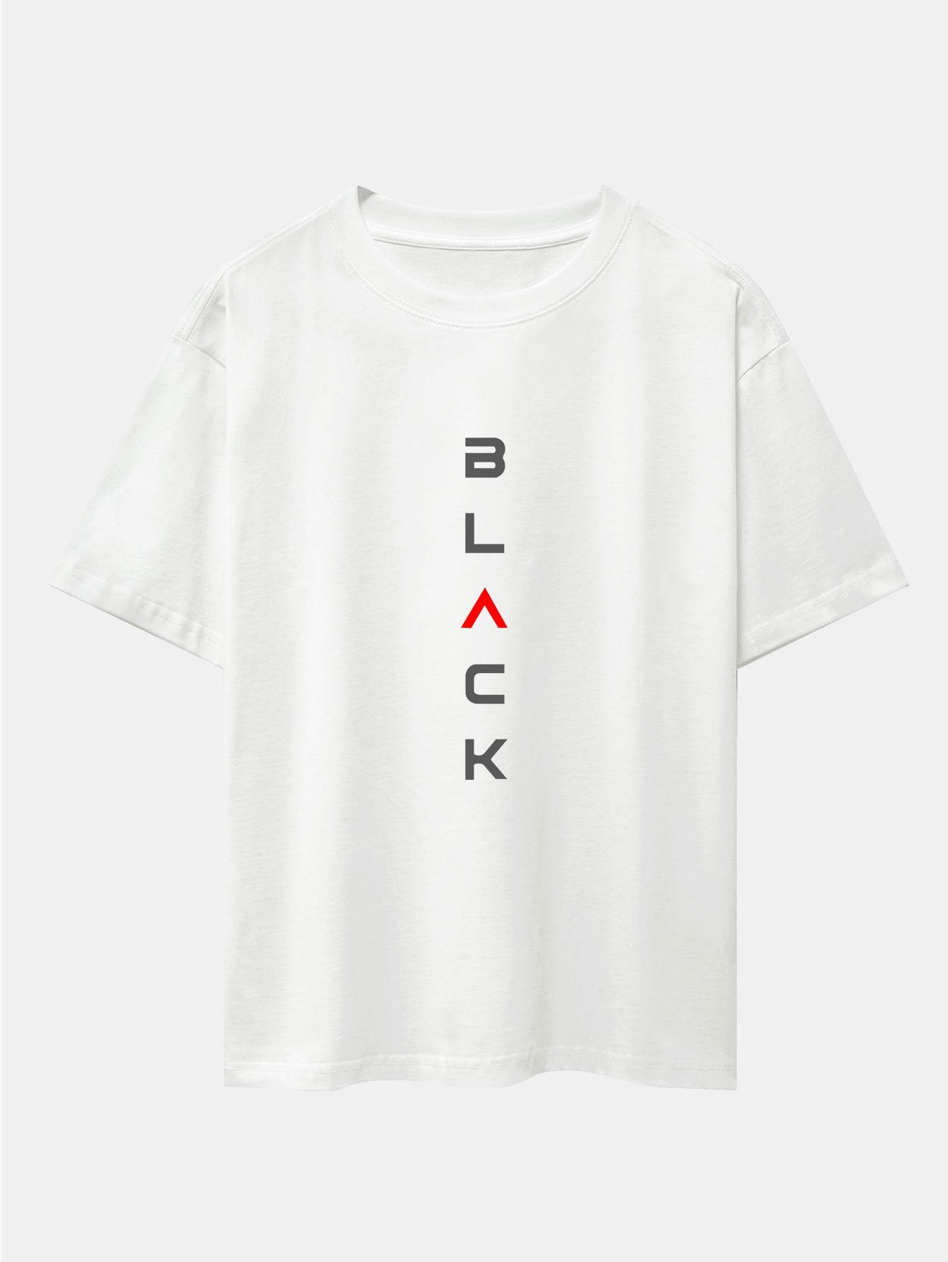 Black Print Drop Shoulder Oversize T-Shirt