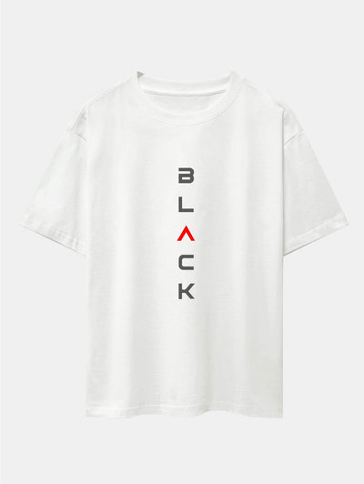 Black Print Drop Shoulder Oversize T-Shirt