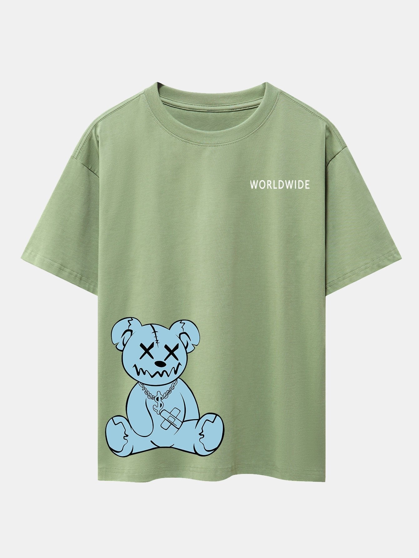Worldwide Bear Print Drop Shoulder Oversize T-Shirt