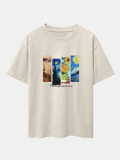 Starry Sky Sunflower Print Drop Shoulder Oversize T-Shirt