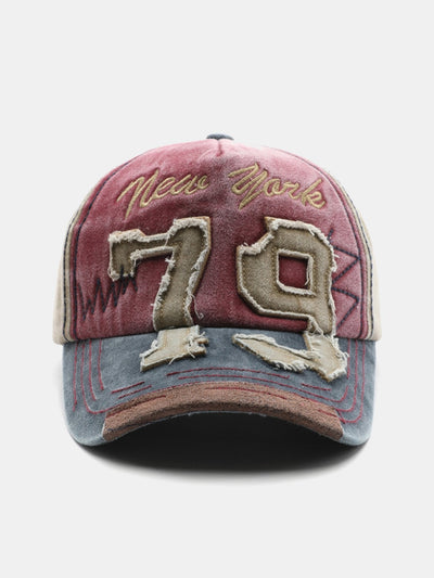 New York 79 Embroidery Washed Distressed Baseball Cap