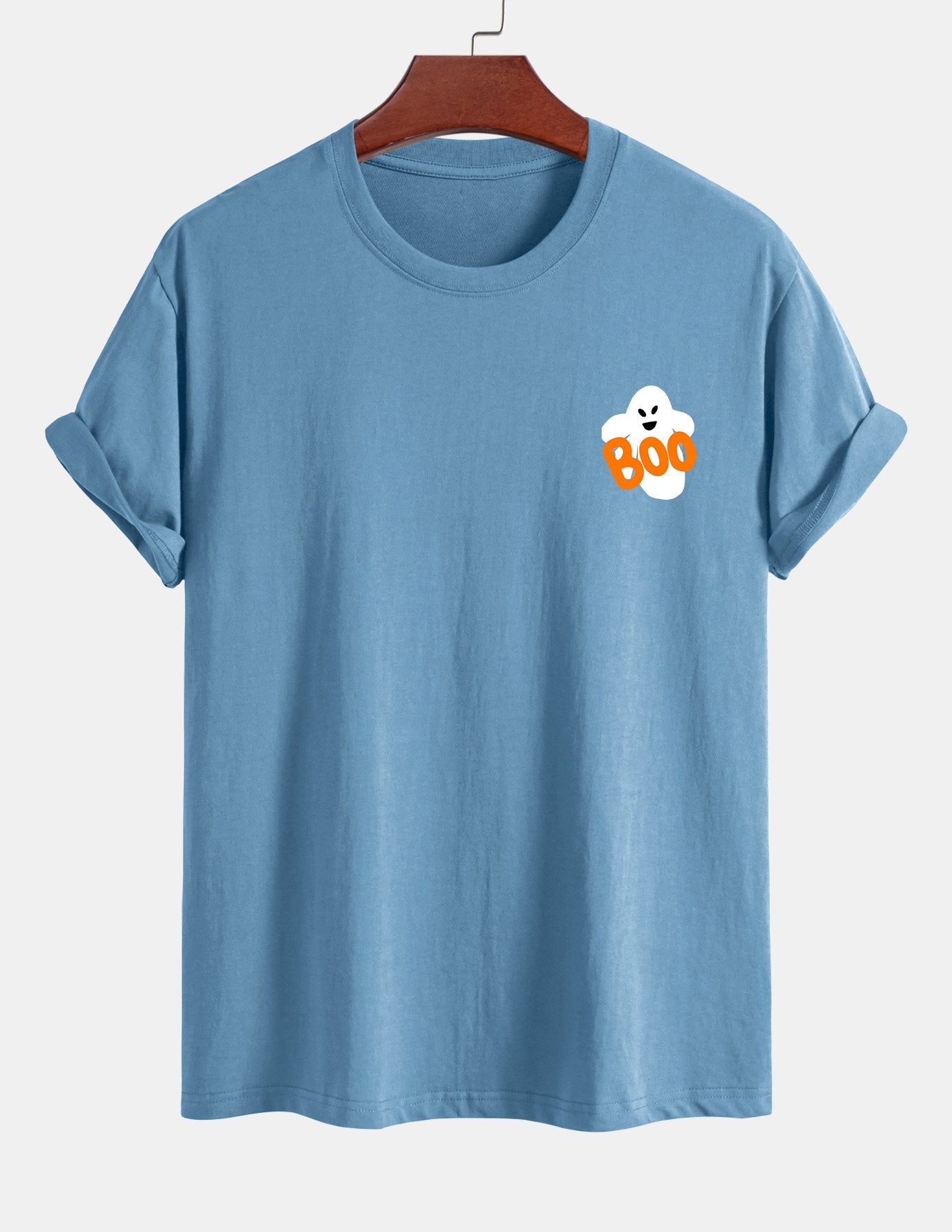Regular Fit Boo Ghost Print Cotton T-Shirt