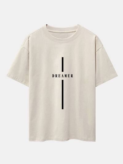 Stripe Dreamer Print Drop Shoulder Oversize T-Shirt