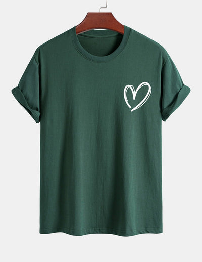Regular Fit Heart Print Cotton T-Shirt