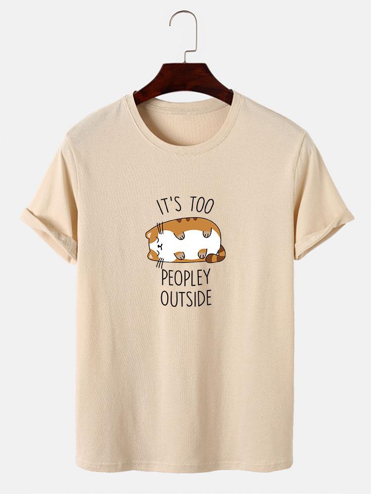 Sleepy Cat Print T-Shirt