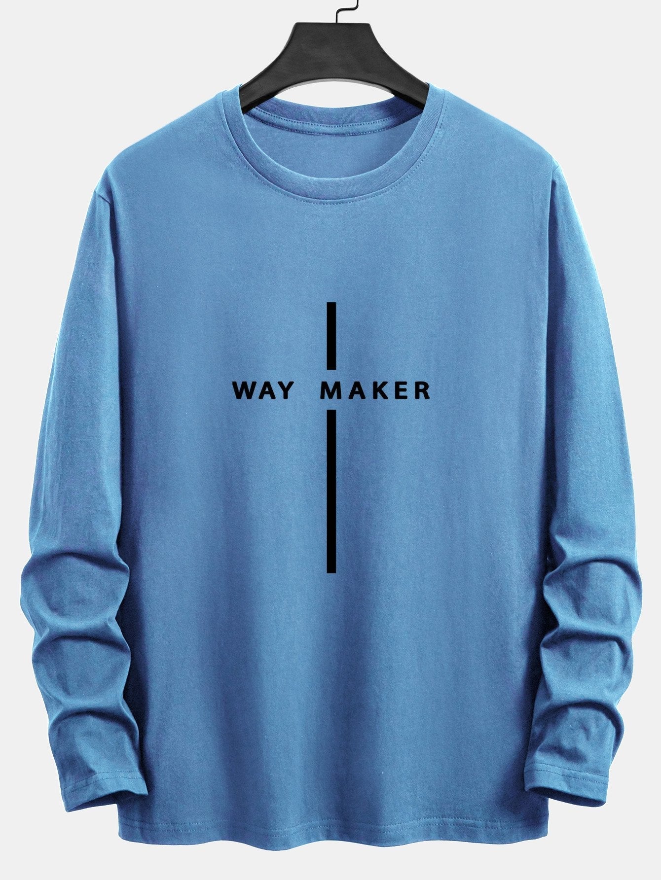 Long Sleeve Way Maker Stripe Print Cotton T-Shirt