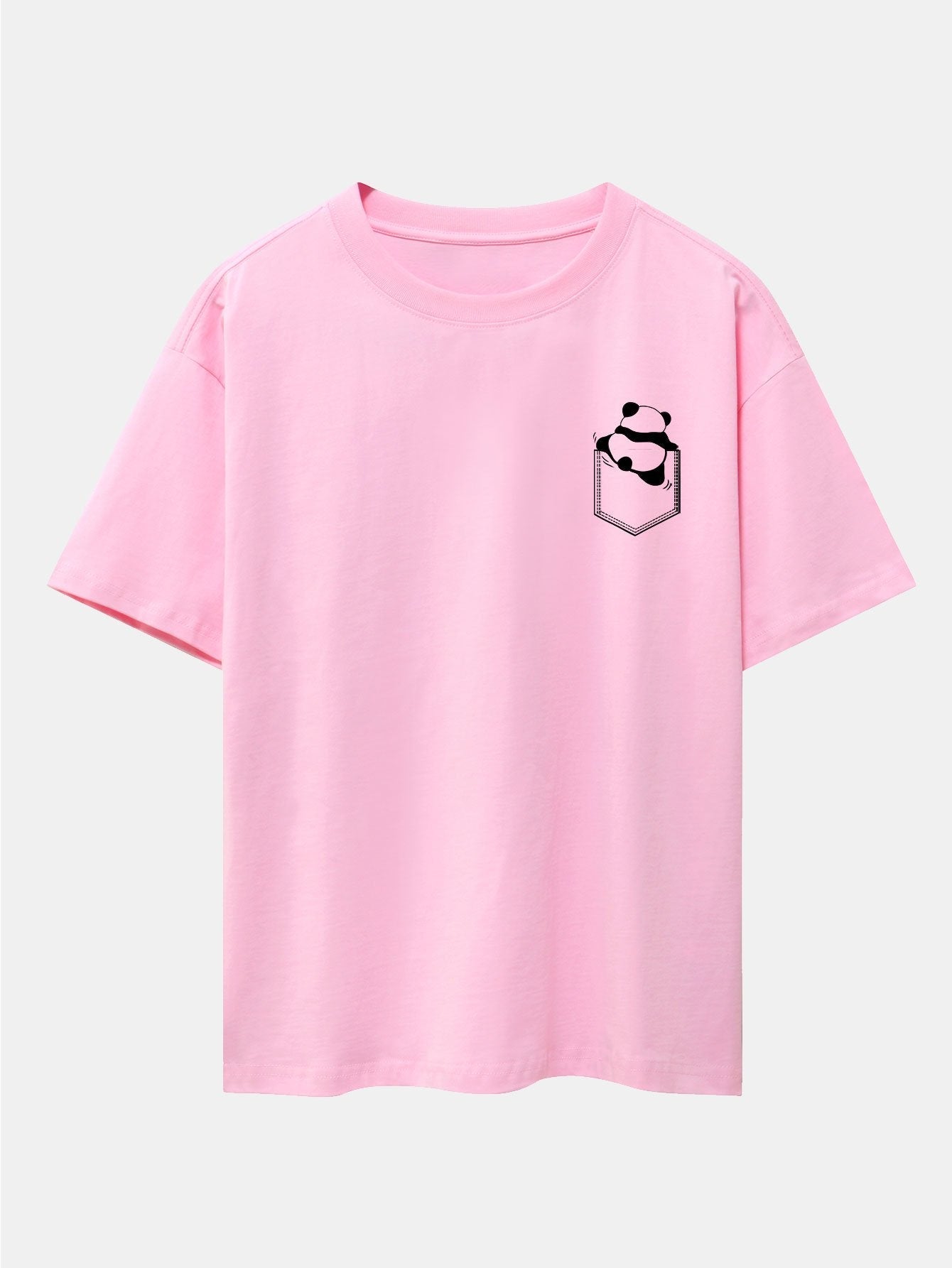 Pocket Panda Print Drop Shoulder Oversize T-Shirt
