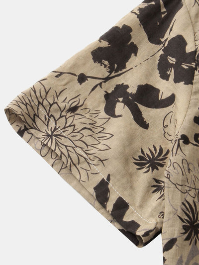 Ink Floral Print Button Up Shirt