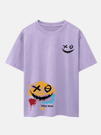 Graffiti Smiley Face Print Drop Shoulder Oversize T-Shirt