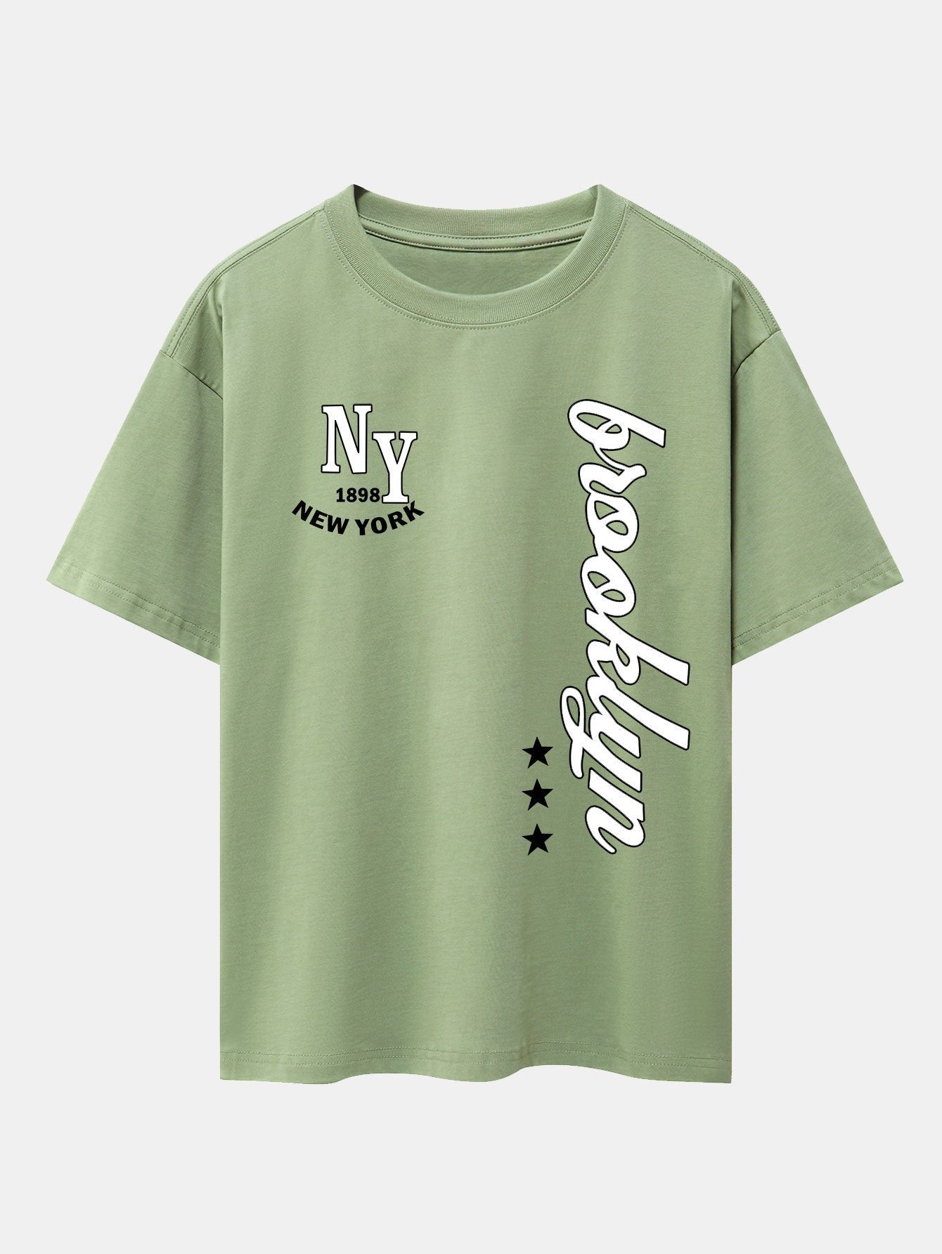 New York Brooklyn Print Drop Shoulder Oversize T-Shirt