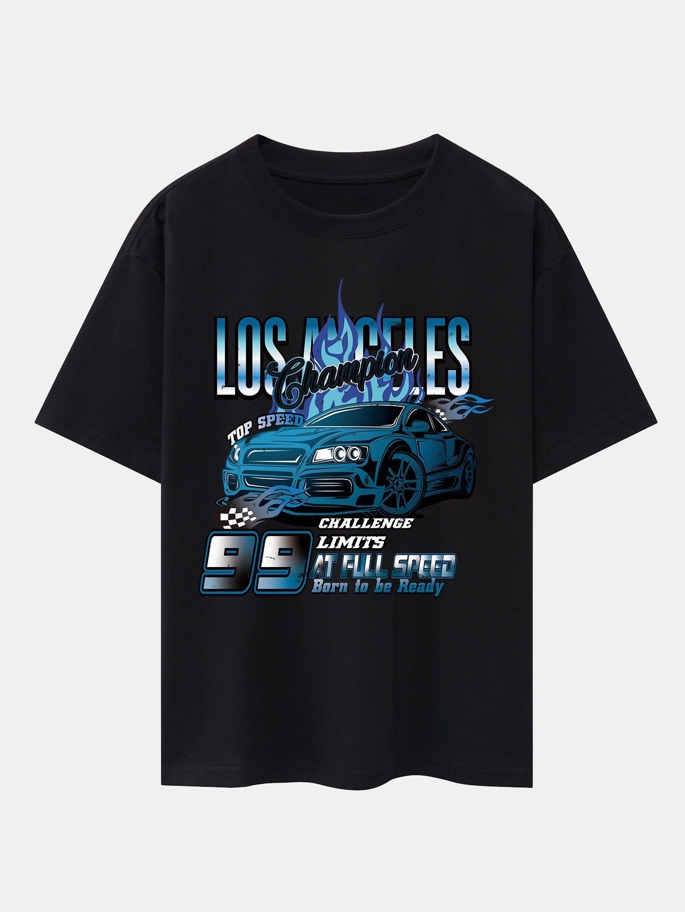 Los Angeles Car Print Drop Shoulder Oversize T-Shirt