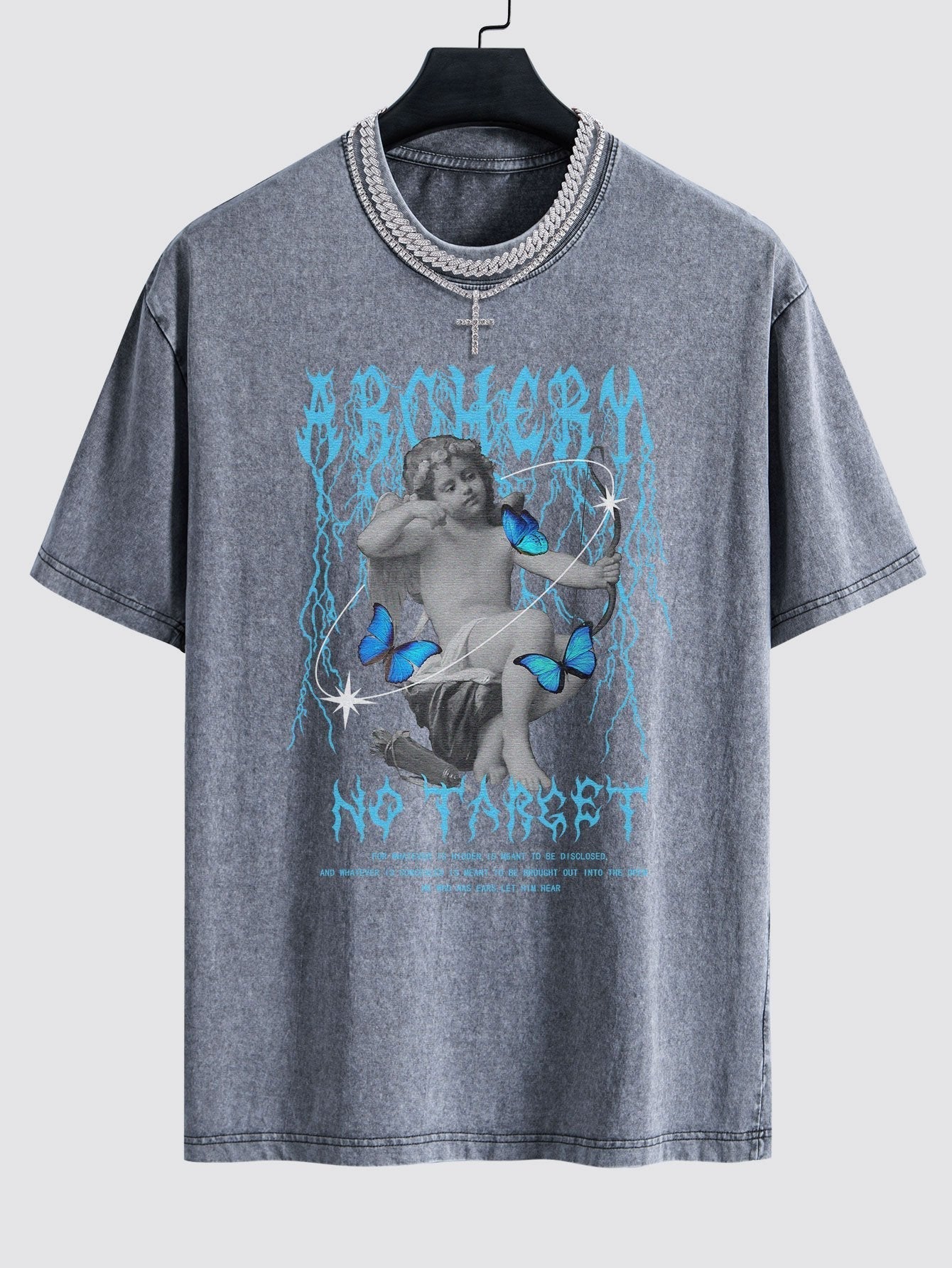 Character Slogan Print Washed Drop Shoulder Oversize T-Shirt