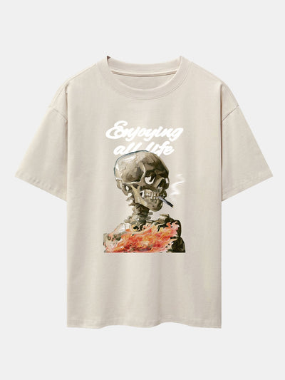 Skeleton Print Drop Shoulder Oversize T-Shirt