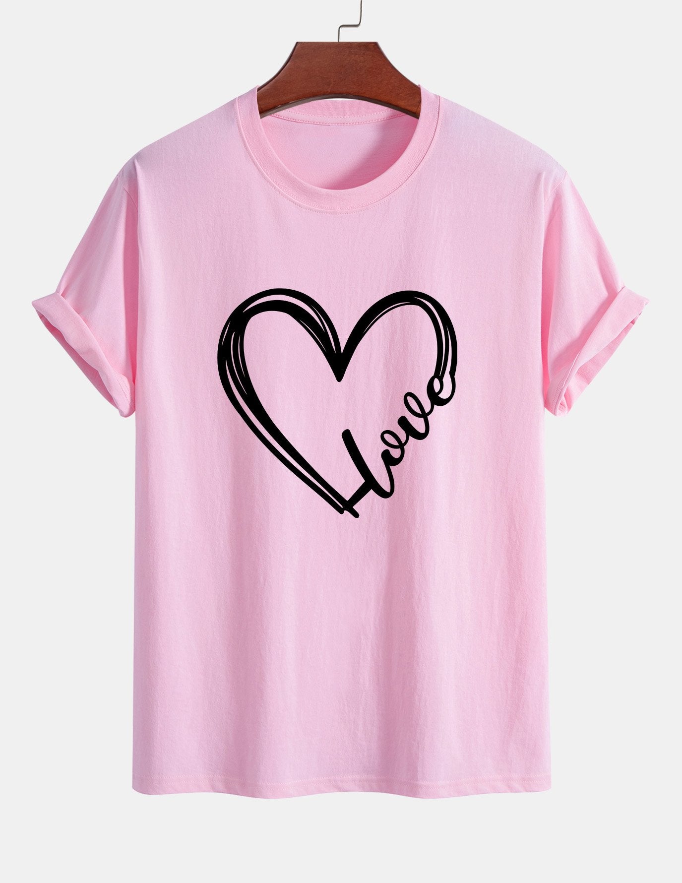 Regular Fit Heart Print Cotton T-Shirt