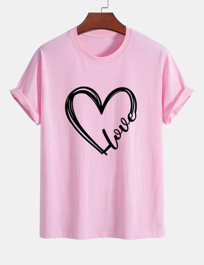 Regular Fit Heart Print Cotton T-Shirt