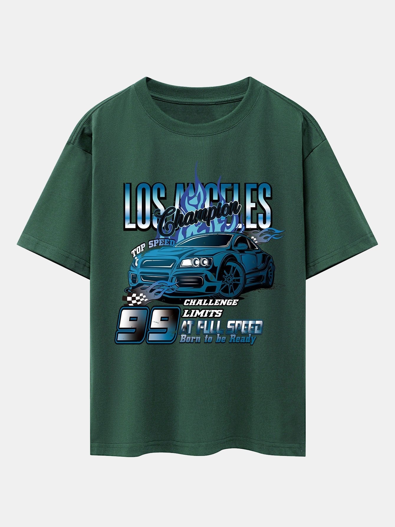 Los Angeles Car Print Drop Shoulder Oversize T-Shirt