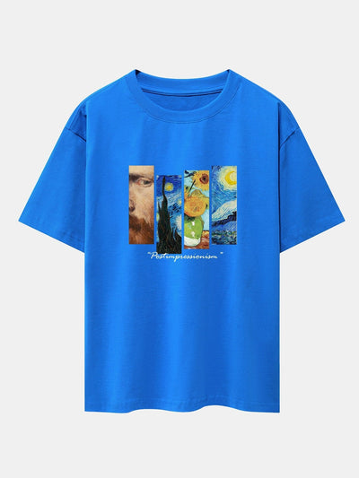 Starry Sky Sunflower Print Drop Shoulder Oversize T-Shirt