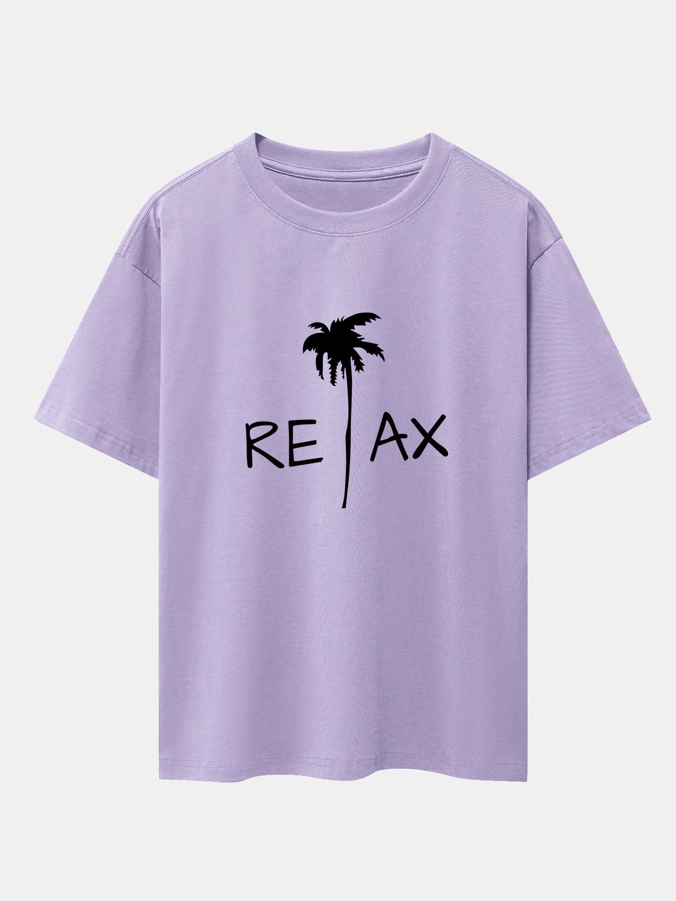 Relax Palm Tree Print Drop Shoulder Oversize T-Shirt