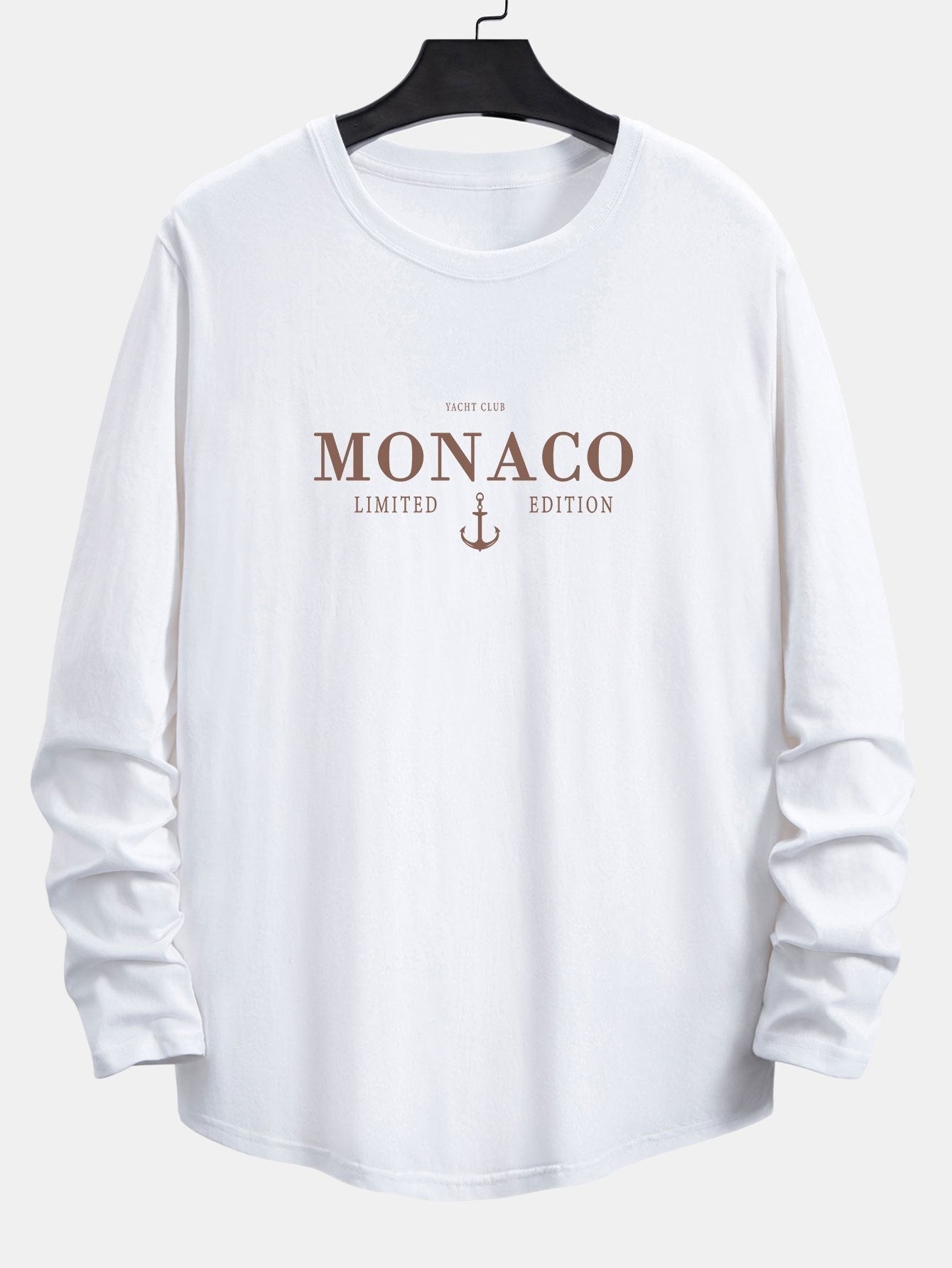 Long Sleeve Monaco Print Cotton Arc Hem T-Shirt