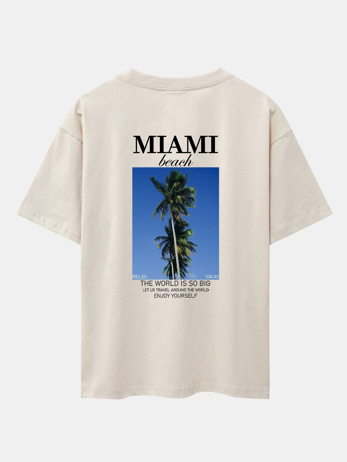Miami Palm Tree Back Print Drop Shoulder Oversize T-Shirt