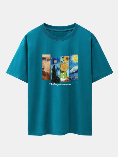 Starry Sky Sunflower Print Drop Shoulder Oversize T-Shirt