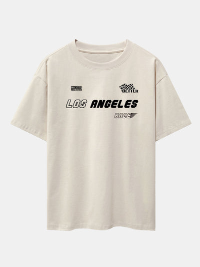 Los Angeles Slogan Print Drop Shoulder Oversize T-Shirt
