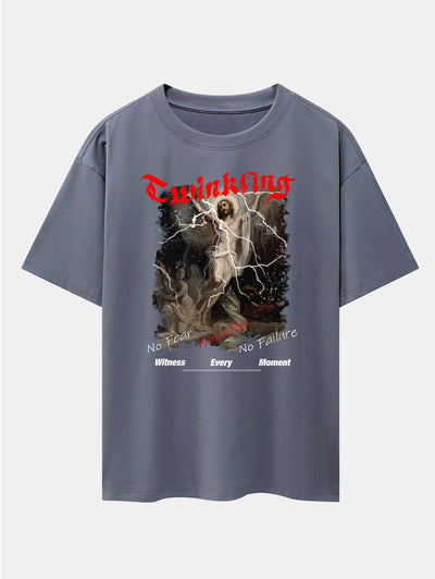 Jesus Portrait Print Drop Shoulder Oversize T-Shirt