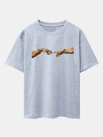 Cash Hand Print Drop Shoulder Oversize T-Shirt
