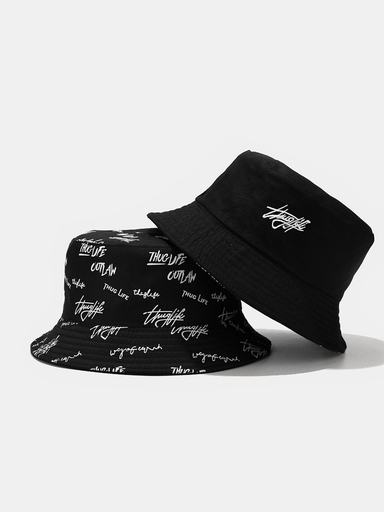 Double Side Reversible Slogan Pattern Bucket Hat