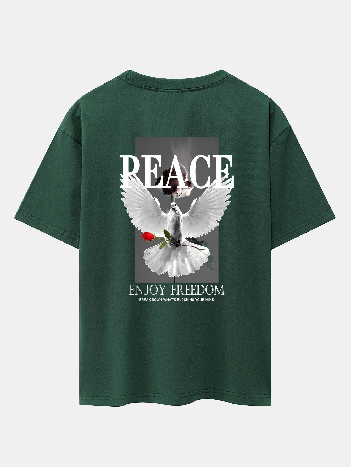 Dove Rose Slogan Back Print Drop Shoulder Oversize T-Shirt