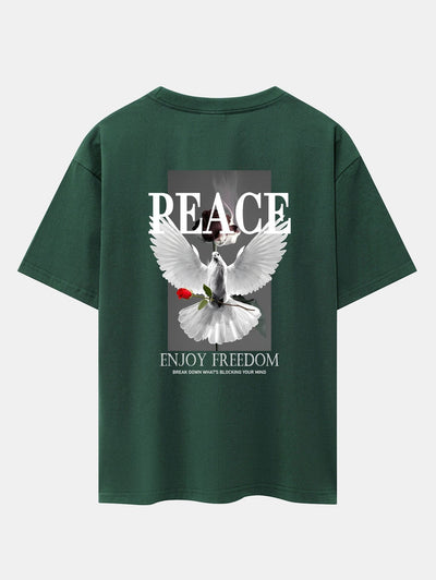 Dove Rose Slogan Back Print Drop Shoulder Oversize T-Shirt