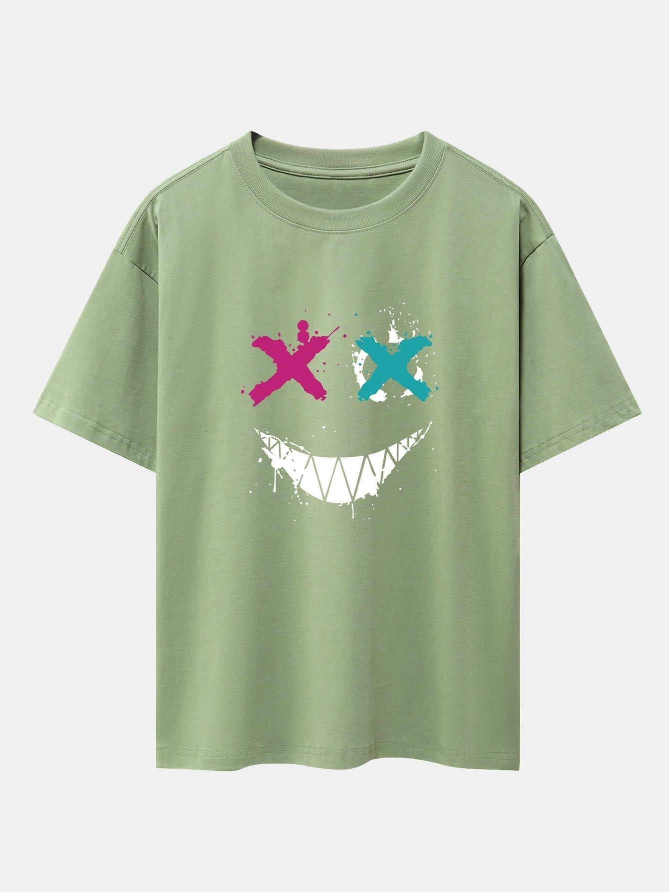 Graffiti Smiley Face Print Drop Shoulder Oversize T-Shirt