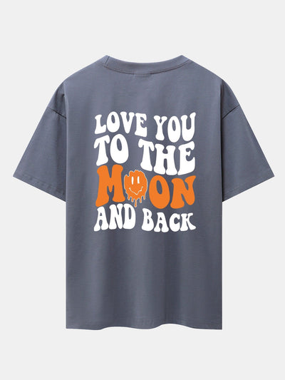 Smiley Slogan Back Print Drop Shoulder Oversize T-Shirt