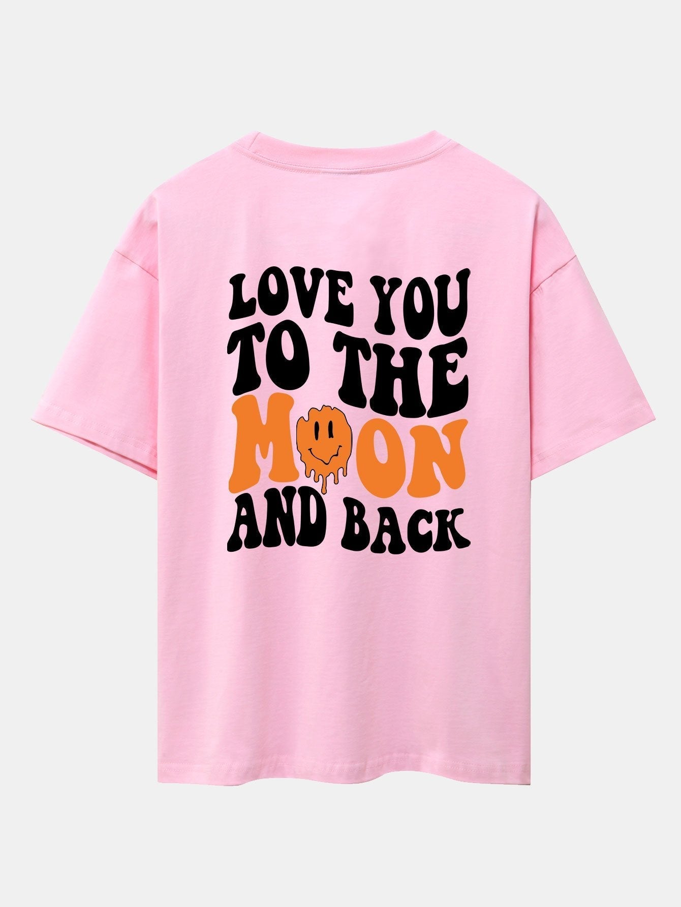 Smiley Slogan Back Print Drop Shoulder Oversize T-Shirt