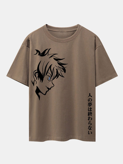 Comic Male Slogan Print Drop Shoulder Oversize T-Shirt