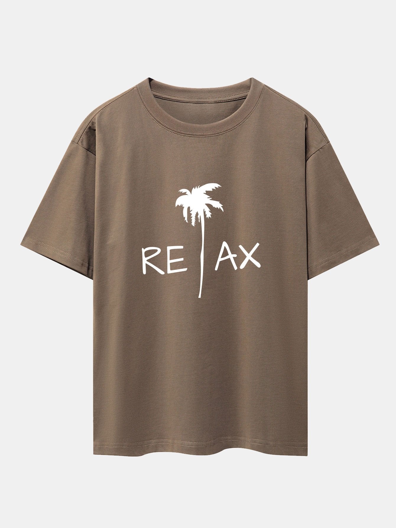 Relax Palm Tree Print Drop Shoulder Oversize T-Shirt