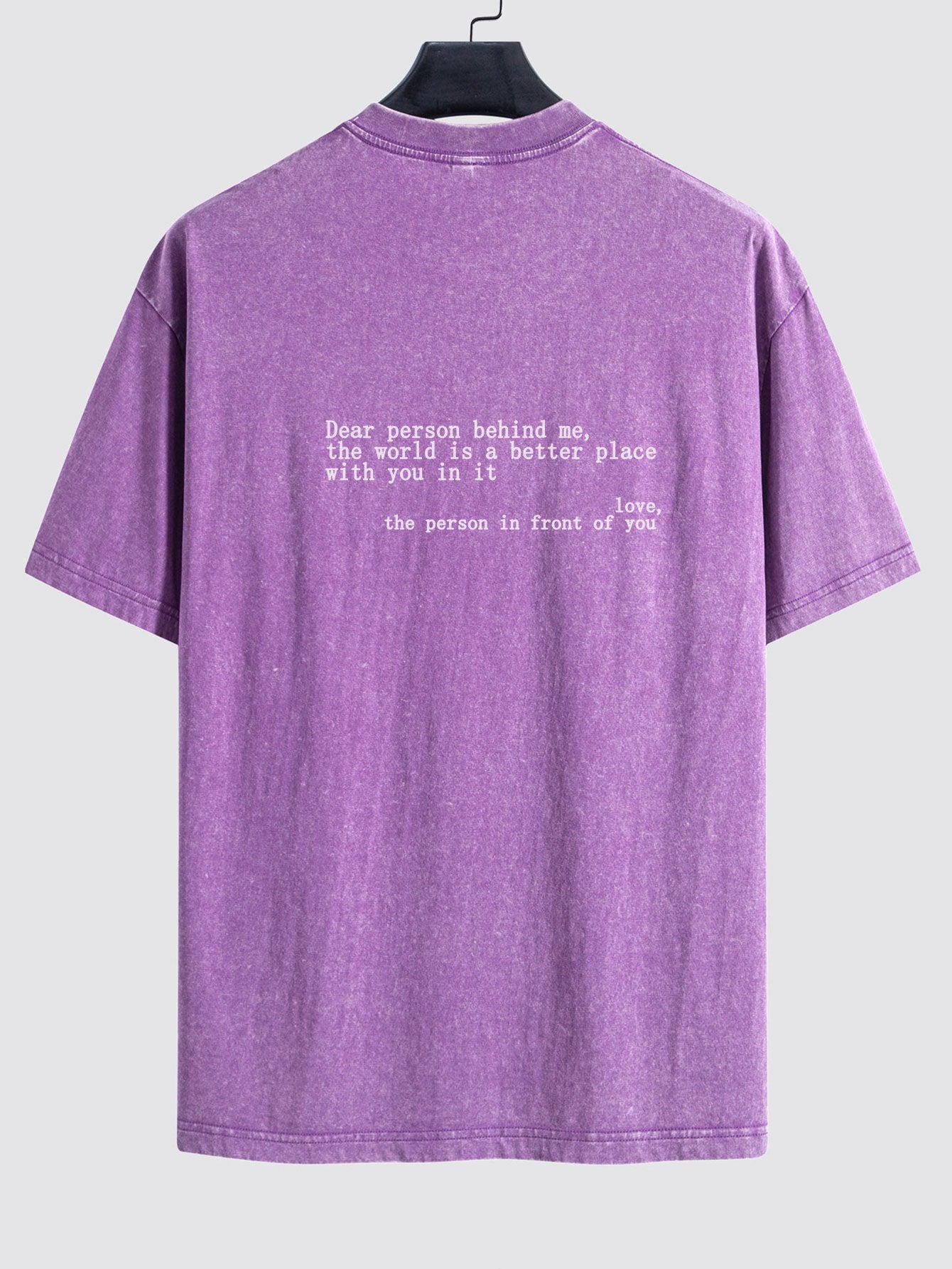 Slogan Print Washed Distressed Drop Shoulder T-Shirt