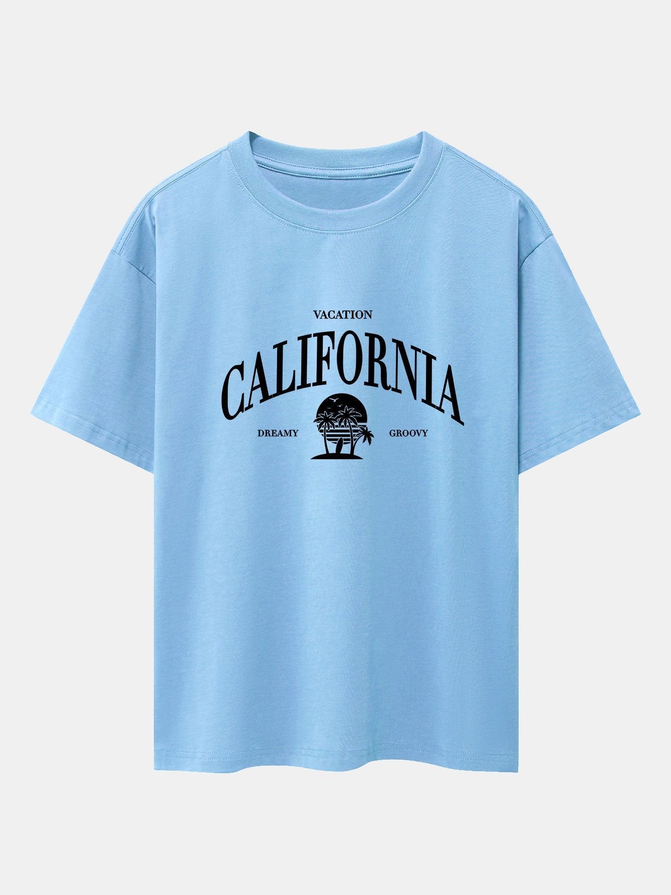 California Slogan Print Drop Shoulder Oversize T-Shirt