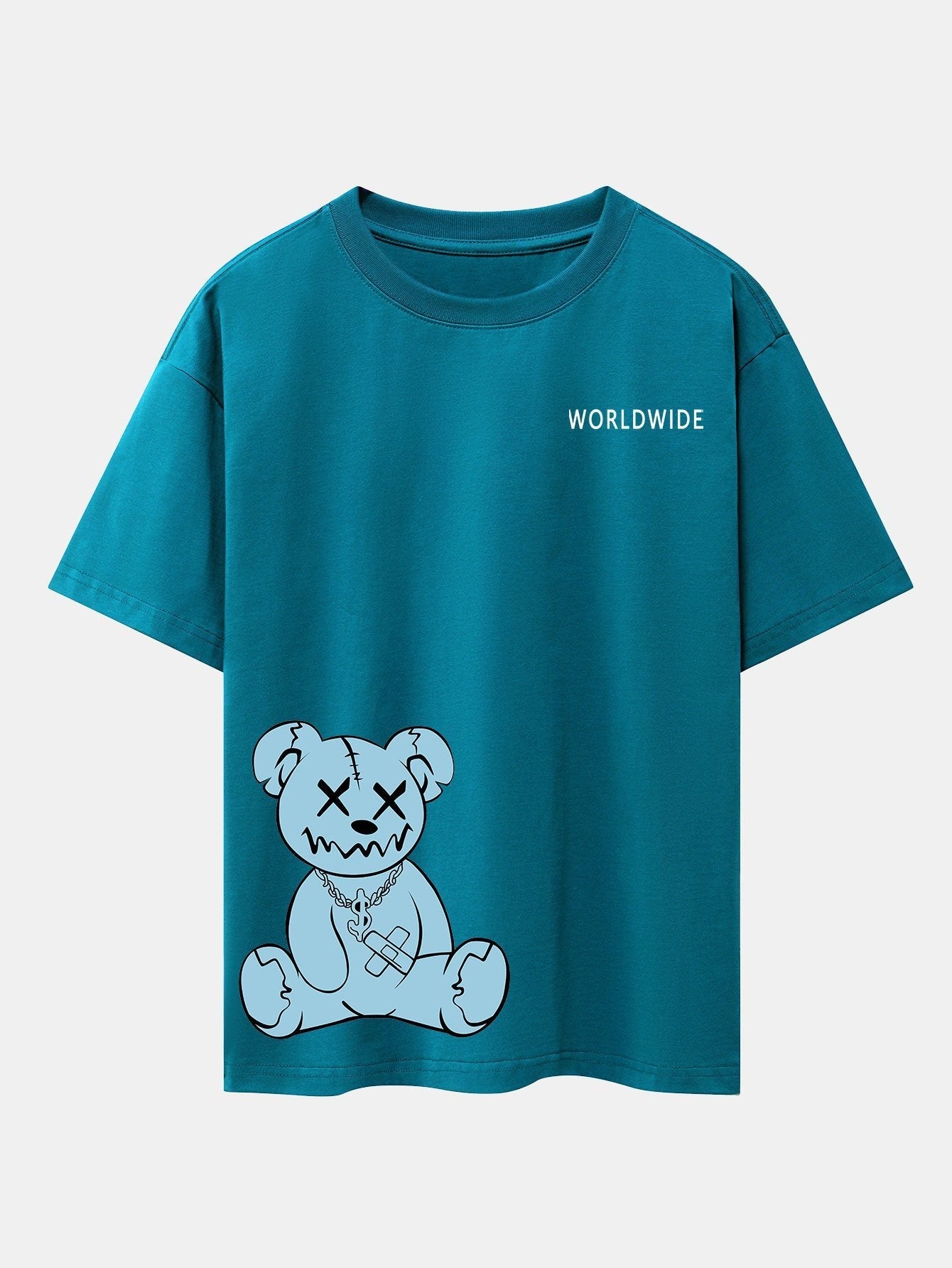 Worldwide Bear Print Drop Shoulder Oversize T-Shirt