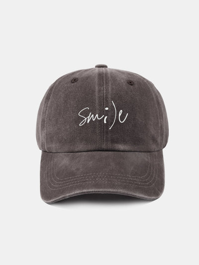 Keep Smiling Letter Casual Versatile Washed Cotton Baseball Cap