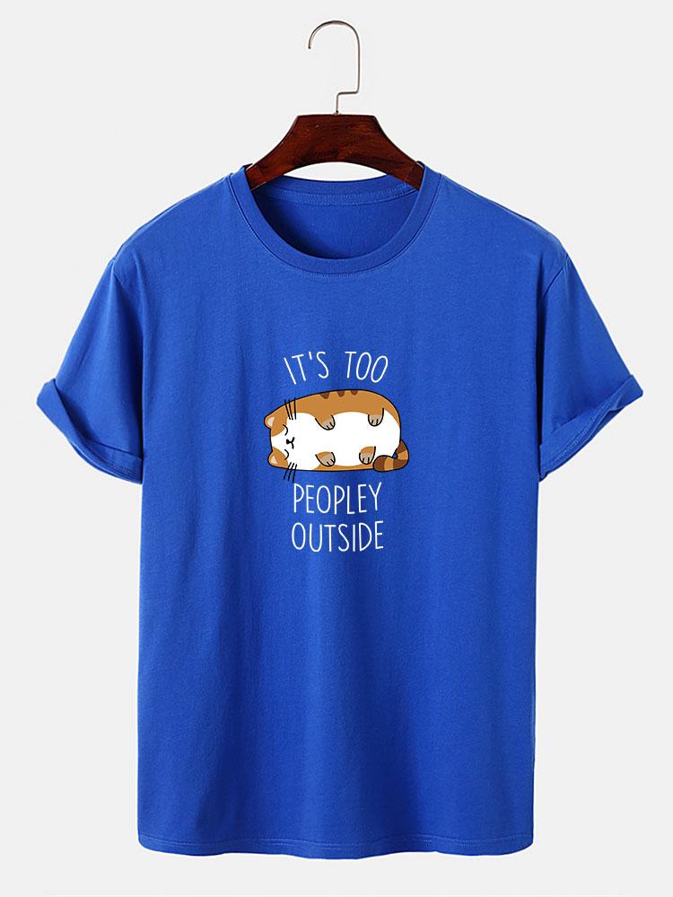 Sleepy Cat Print T-Shirt