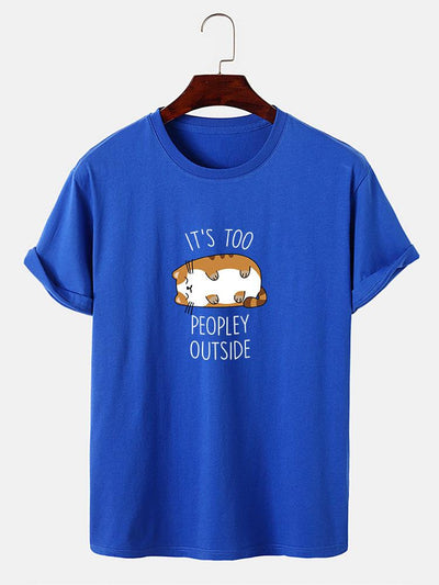 Sleepy Cat Print T-Shirt