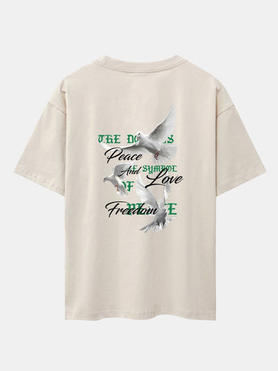 Dove Slogan Back Print Drop Shoulder Oversize T-Shirt