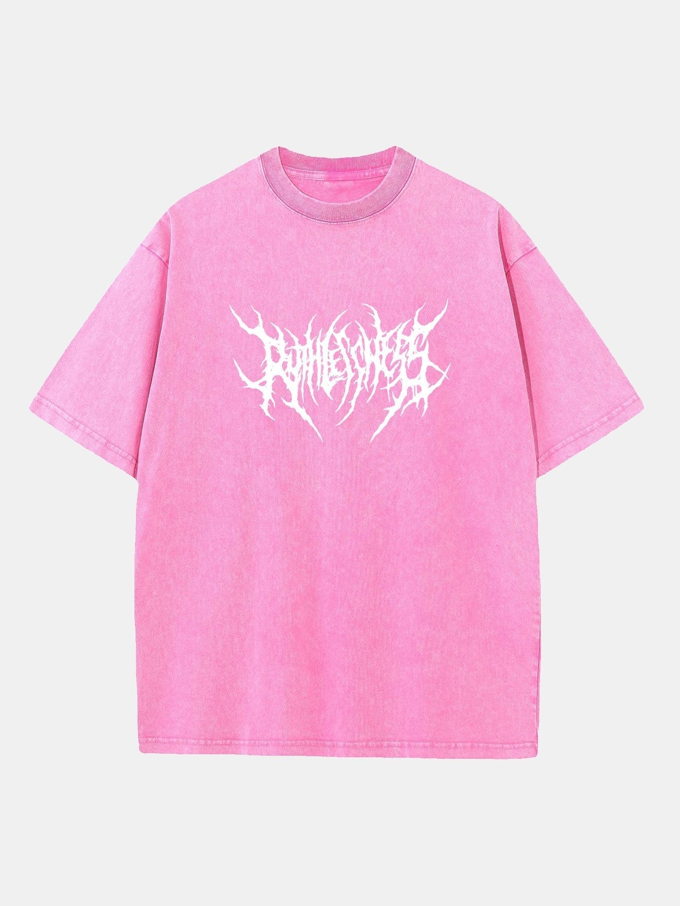 Ruthless Gothic Print Washed Distressed Drop Shoulder T-Shirt