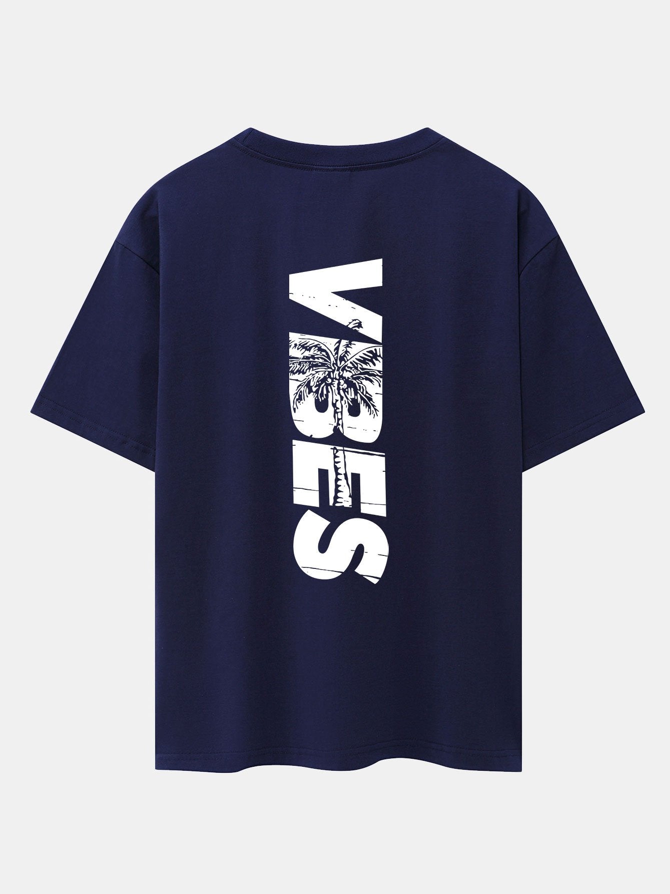 Palm Tree Vibes Slogan Back Print Drop Shoulder Oversize T-Shirt