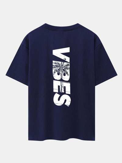 Palm Tree Vibes Slogan Back Print Drop Shoulder Oversize T-Shirt