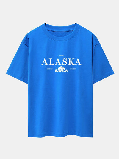 Alaska Slogan Print Drop Shoulder Oversize T-Shirt
