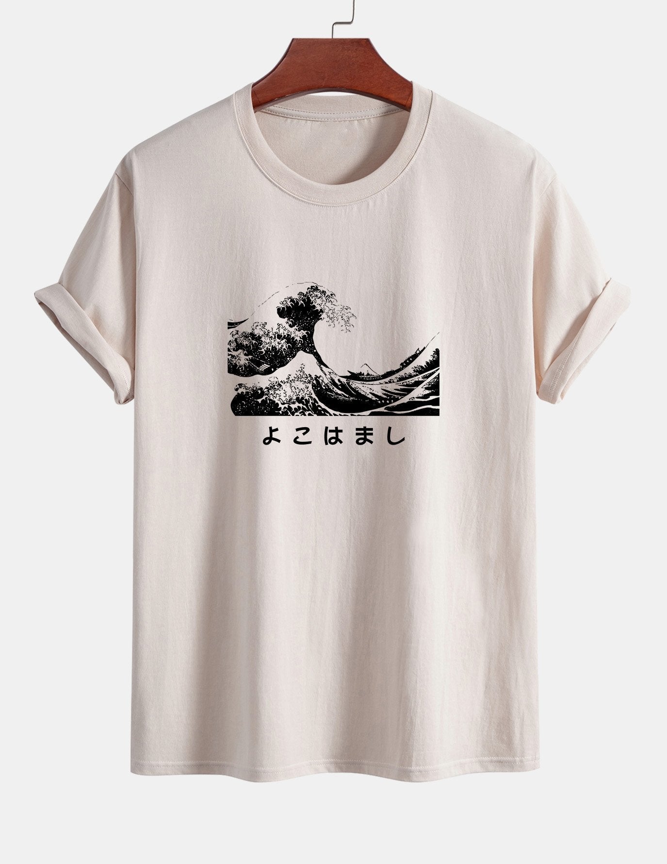 Regular Fit Waves Ukiyo-e Print Cotton T-Shirt