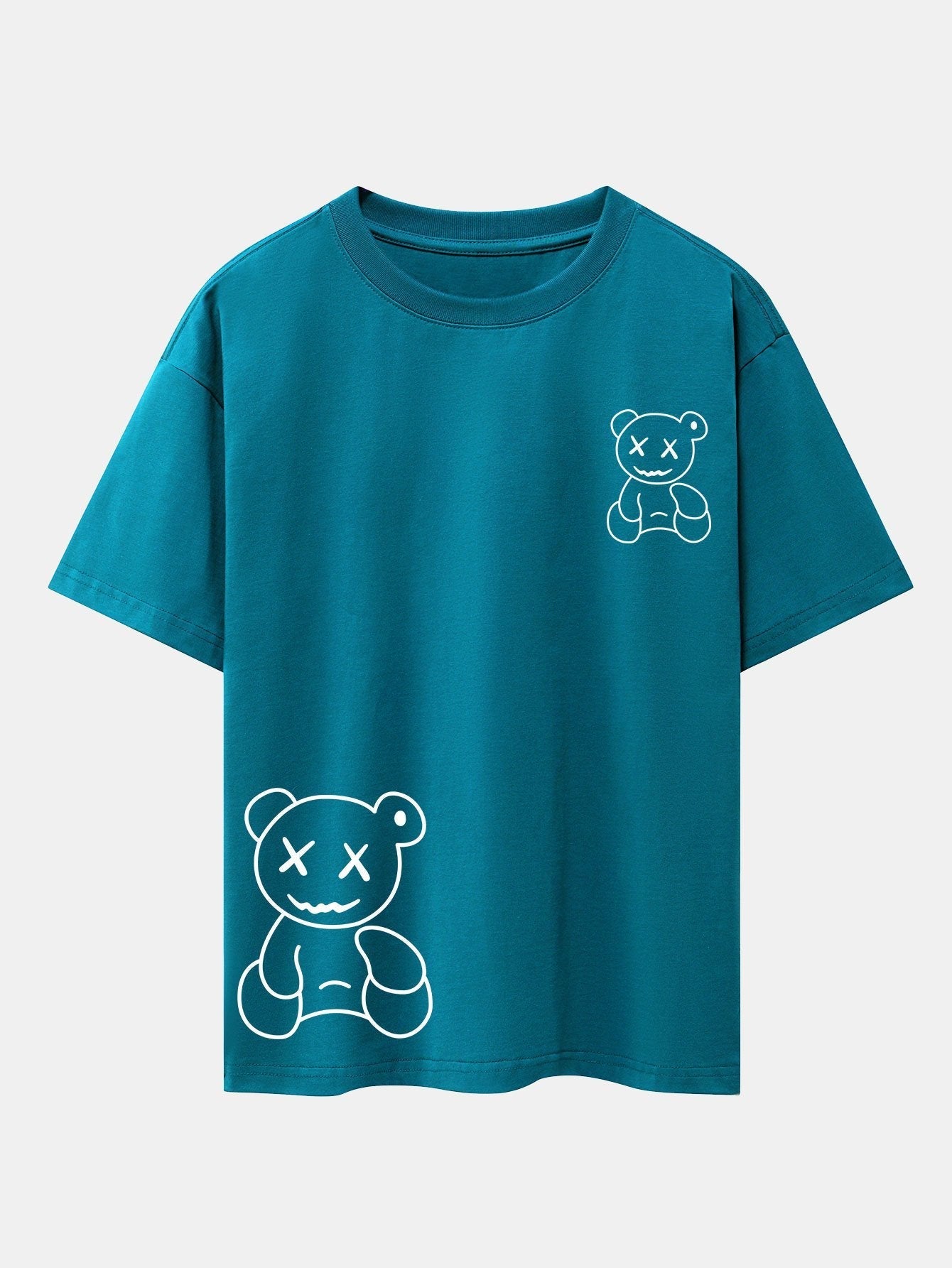 Bear line Print Drop Shoulder Oversize T-Shirt
